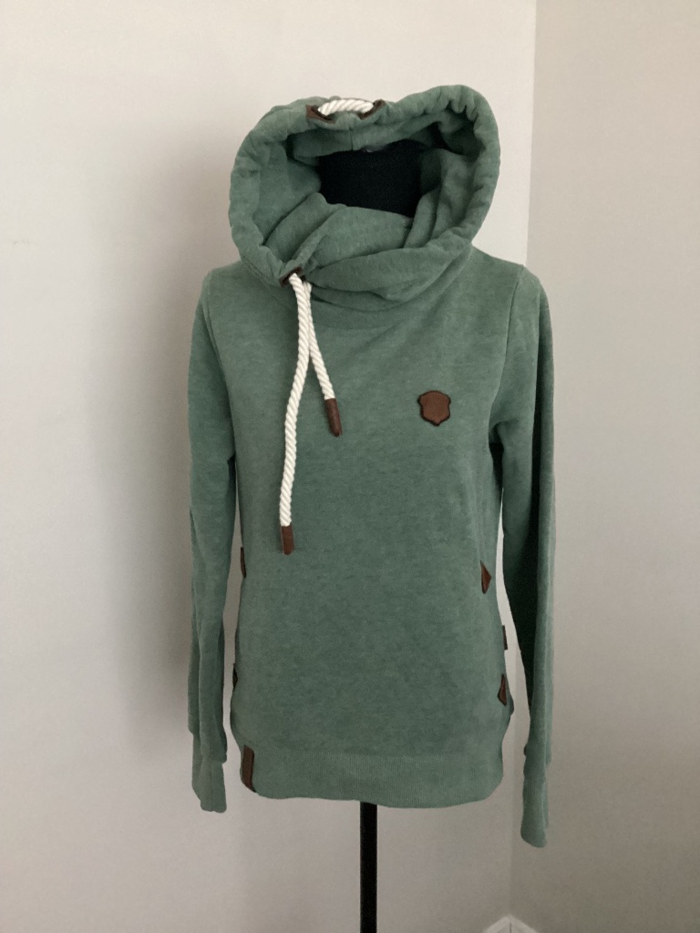 Naketano "Darth" Green Cowl Neck Hoodie Sweatshirt Size Medium Like New Gorpcore